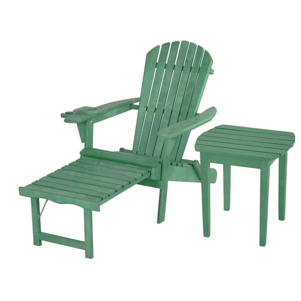 Cama Oceanic Collection Adirondack Chaise Lounge Chair Foldable, cup and glass holder, built in ottoman CA3353069 - main